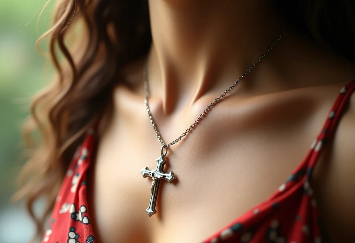 collier croix catholique