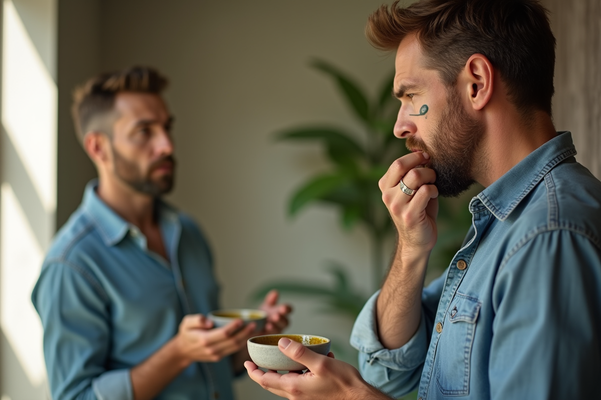 Homme appliquant de l