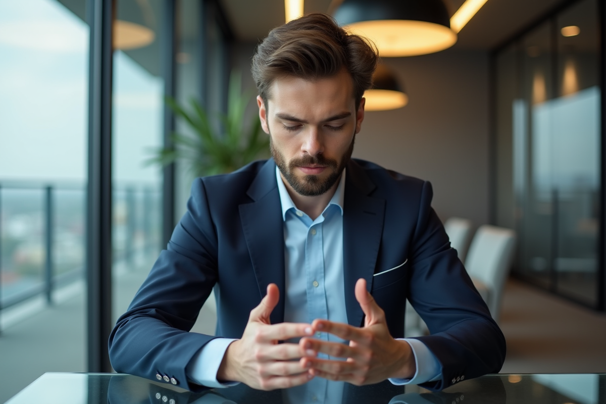 Homme professionnel examine ses mains après manucure