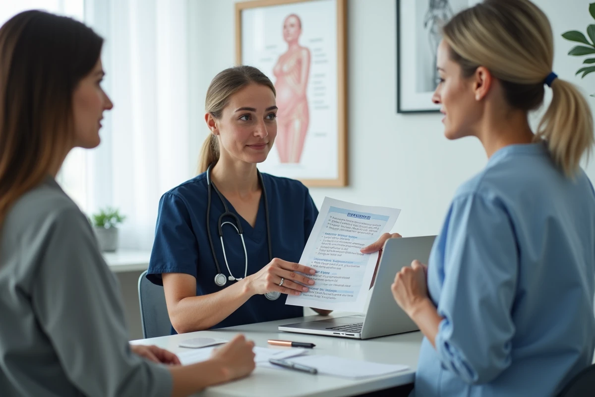 Consultation médicale sur l'utilisation du musc intime pendant la grossesse avec une sage-femme
